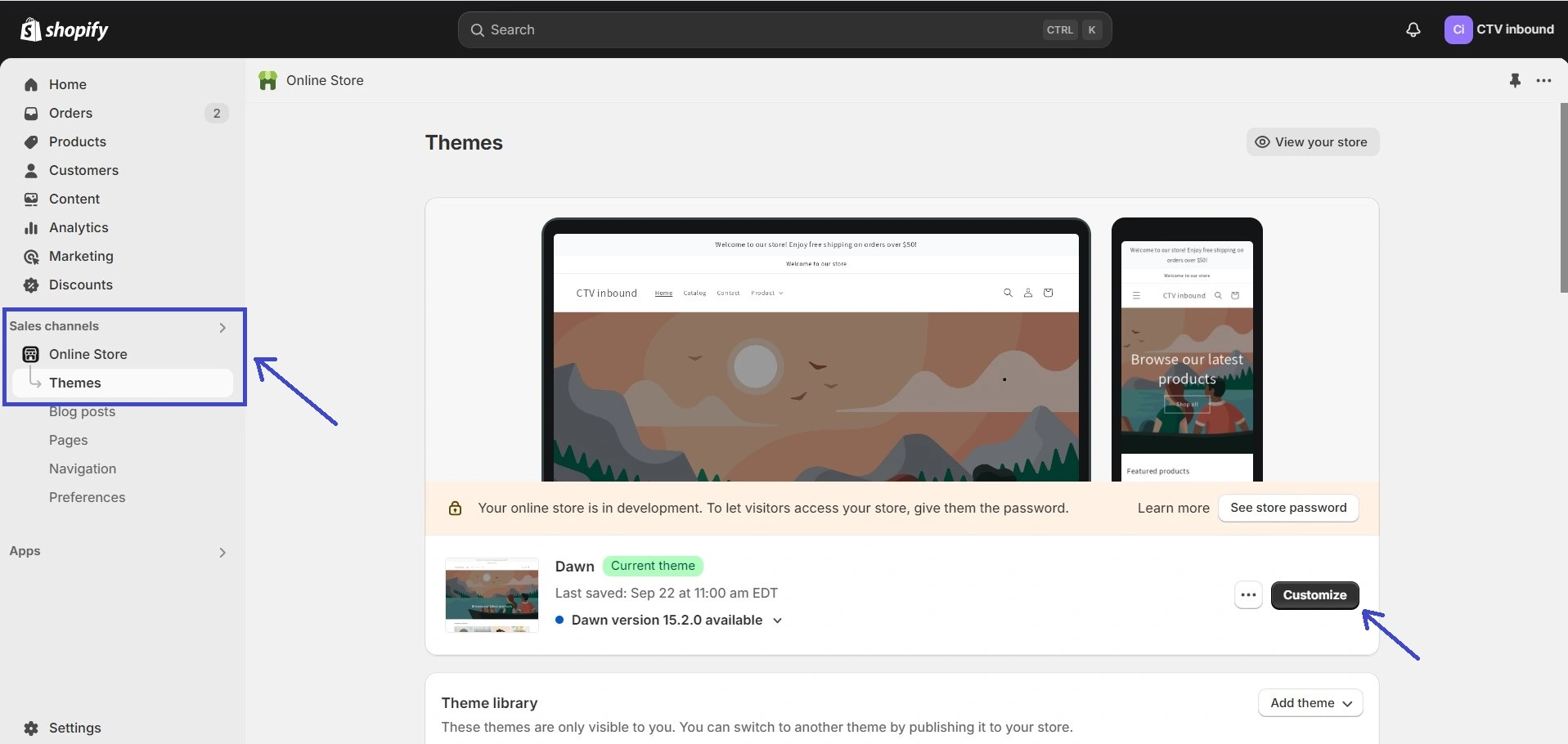Access Your Theme Customizer